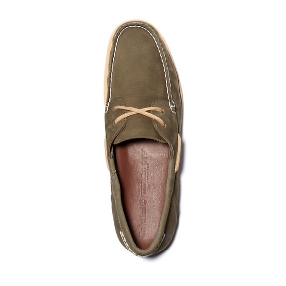 TIMBERLAND  MEN\'S ATLANTIS BREAK LEATHER BOAT SHOES OLIVE NUBUCK A2HZ9 ALL SIZES main image 10